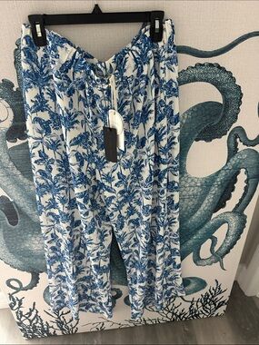 Gianni Bini Blue and White Wide Leg Pants